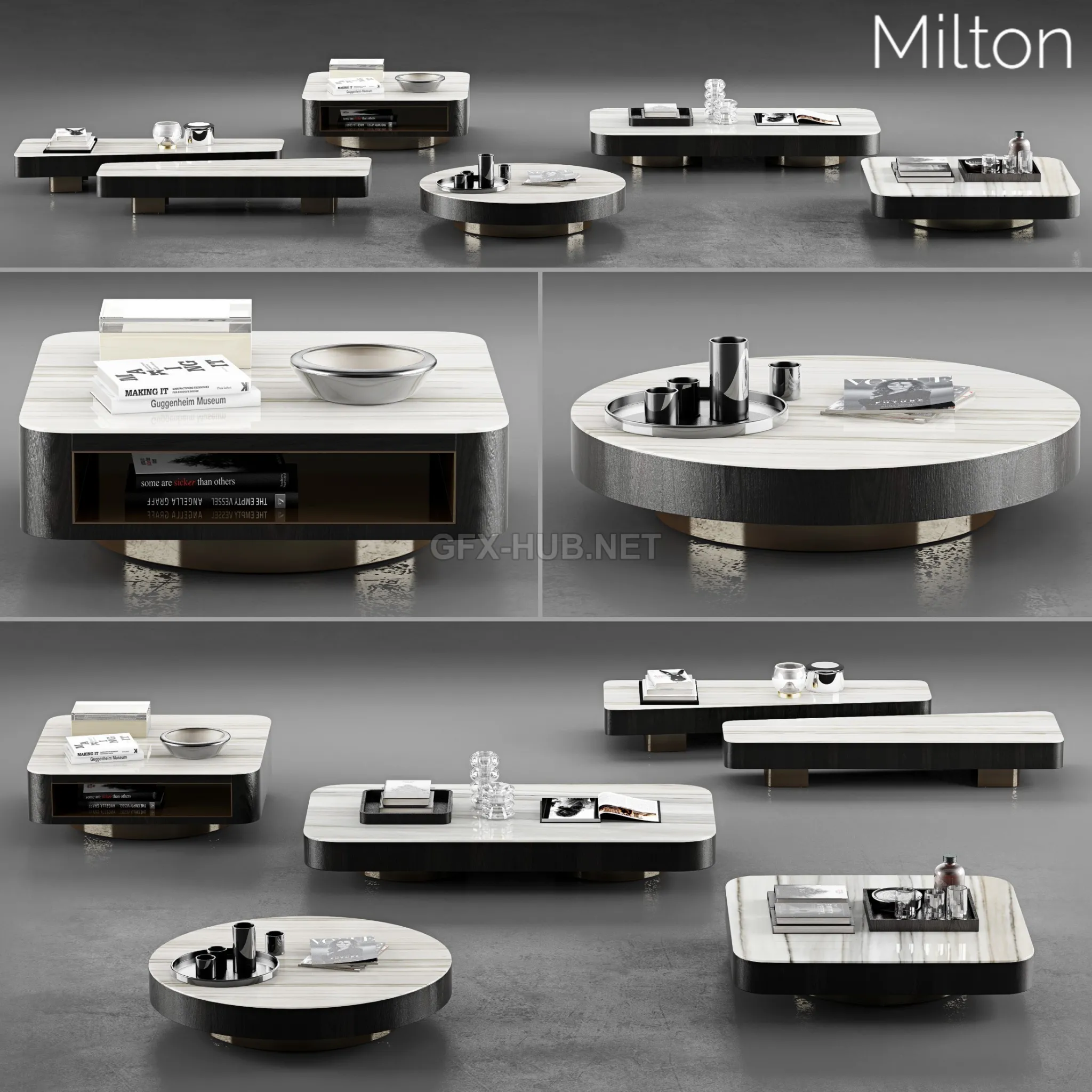 Minotti Milton Coffee Tables set 3D model – 220285