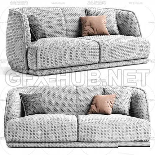 Modern fabric double sofa 3d model – 220583