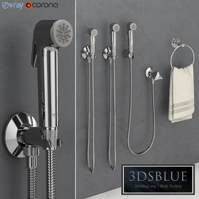 GROHE Tempesta-F Hygienic Shower Head Trigger Spray 30 Sena Trigger Spray 35 3DS Max - thumbnail 3