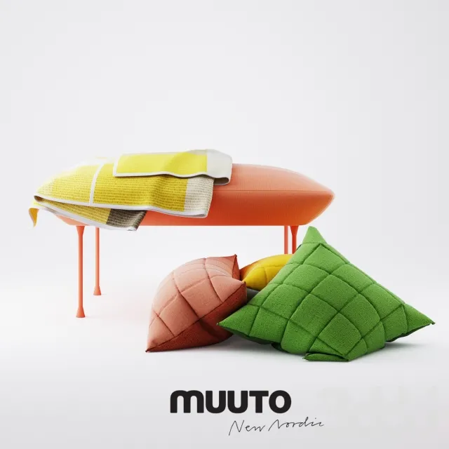 Muuto Oslo Pouf and Soft Grid Pillows – 220981