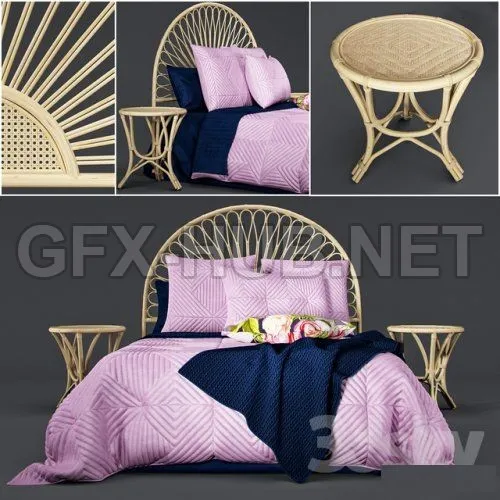 Newport Quilted Velvet Bed Linen 3d model – 221163