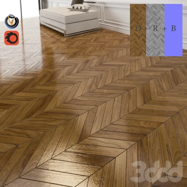 oak herringbone parquette floor with normal and specural maps. – 221373
