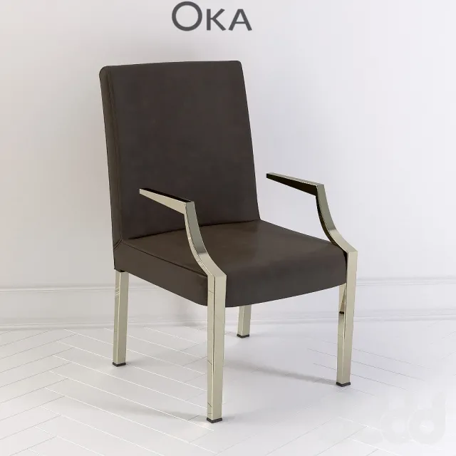 Oka Leather dining chair with arms – 221507