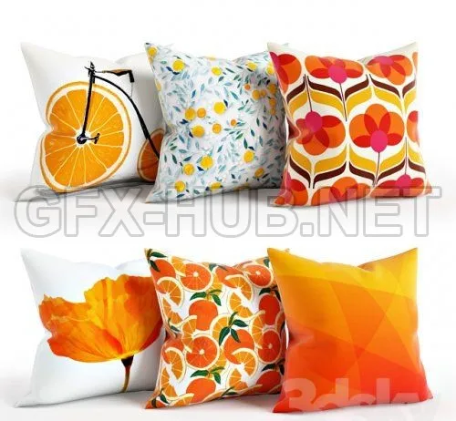 Orange Pillow Set 001 3D models – 221825