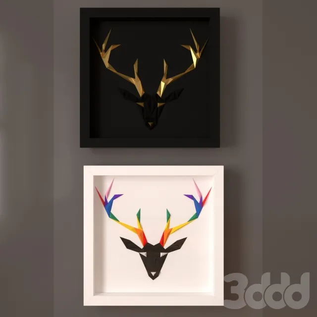 Paperpan » Rainbow Deer Artwork and Golden Antlers Artwork – 222101