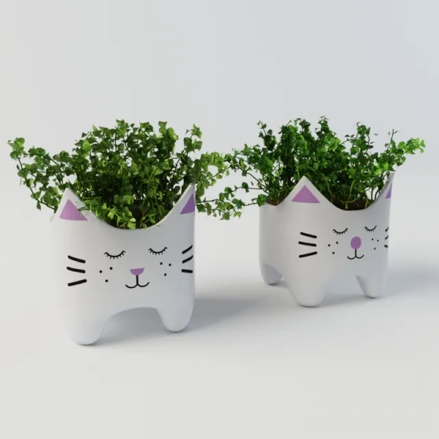 Plant with cat vases – 222589