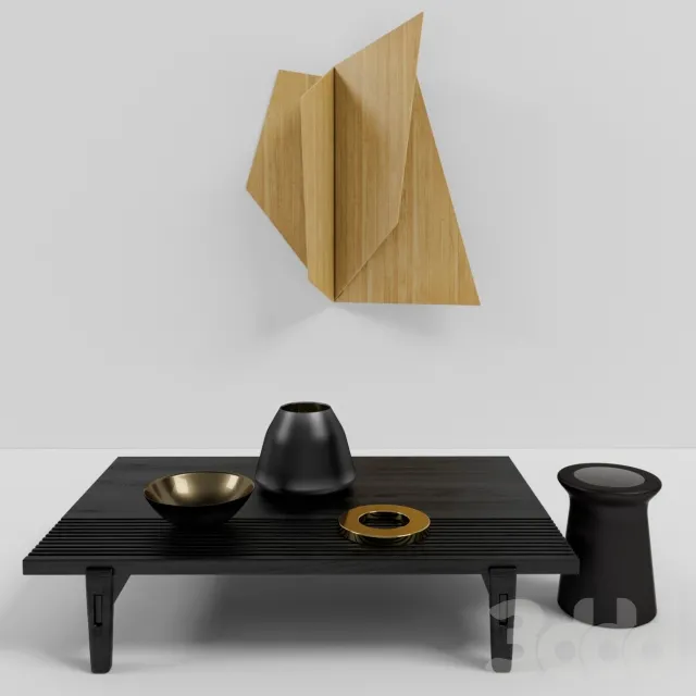 poliform black table with wall art – 222787