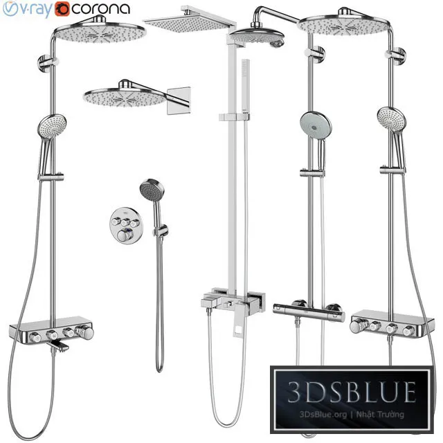 GROHE shower systems set 107 3DS Max - thumbnail 3