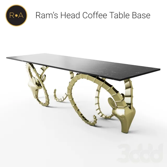 Rams Head Coffee Table Base – Bronze and marble – 223493