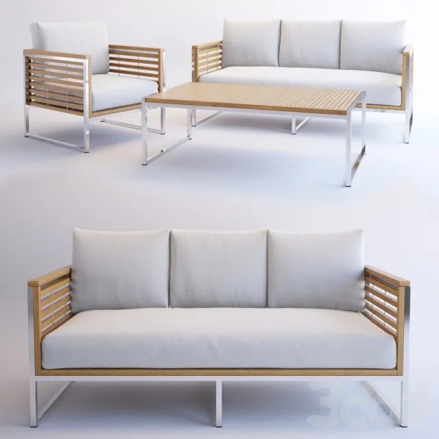 Renava Minorca Outdoor Teak White Sofa Set – 223663