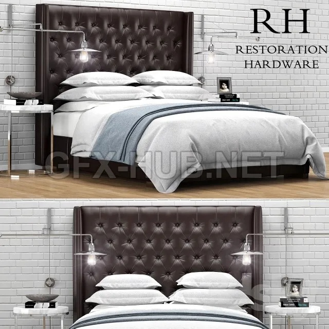 Restoration Hardware Adler Leather Tufted bed – 223699