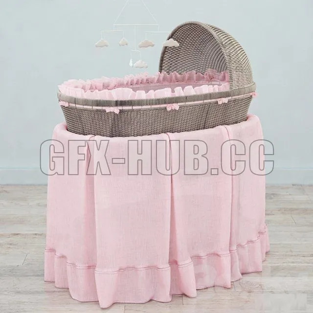 RH Heirloom wicker bassinet  mattres – 223831