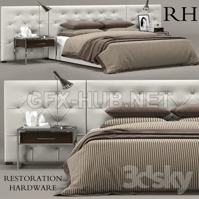 RH Modern custom diamond tufted fabric headbord bed – 223851