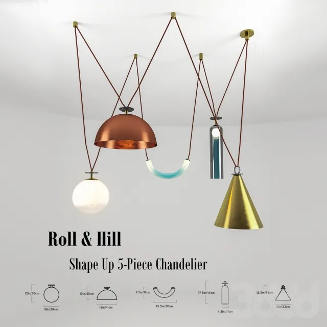 RollHill Shape Up 5-Piece Chandelier – 224125