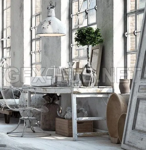 Scandinavian Style Living Room 3D Interior Scene 06 – 224551
