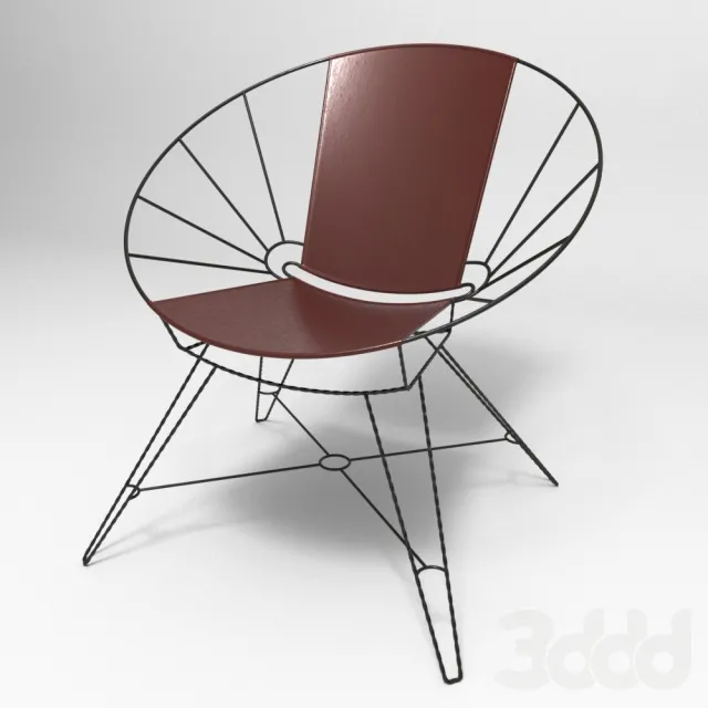 Sculpted Metal + Leather Bowl Chair – 224619
