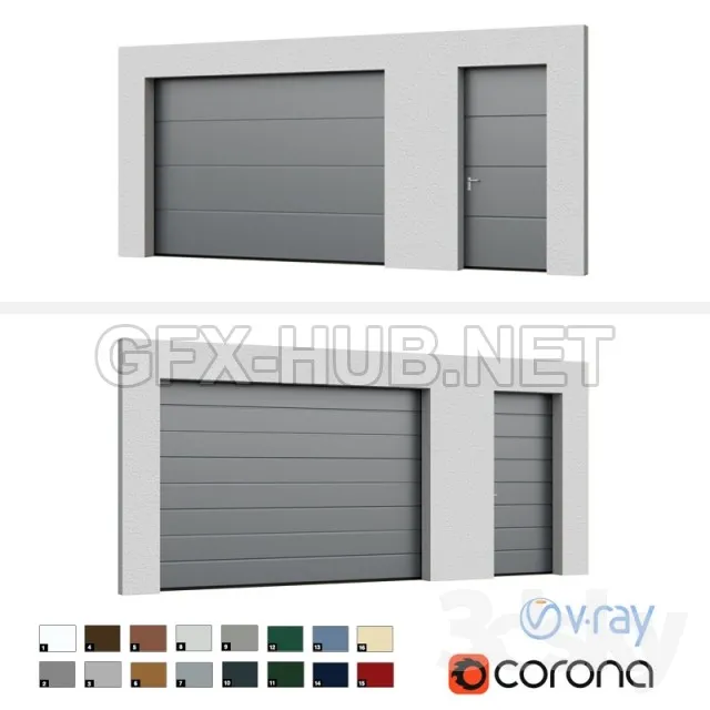 Sectional doors Hormann LPU open closed with side door – 224677