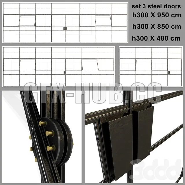 Set 3 big doors blak steel – 224731