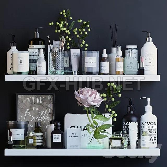 Shelves with cosmetics and bathroom decor – 1 – 224987