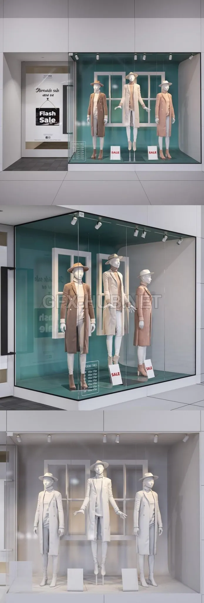 Shop front with female mannequins – 225037