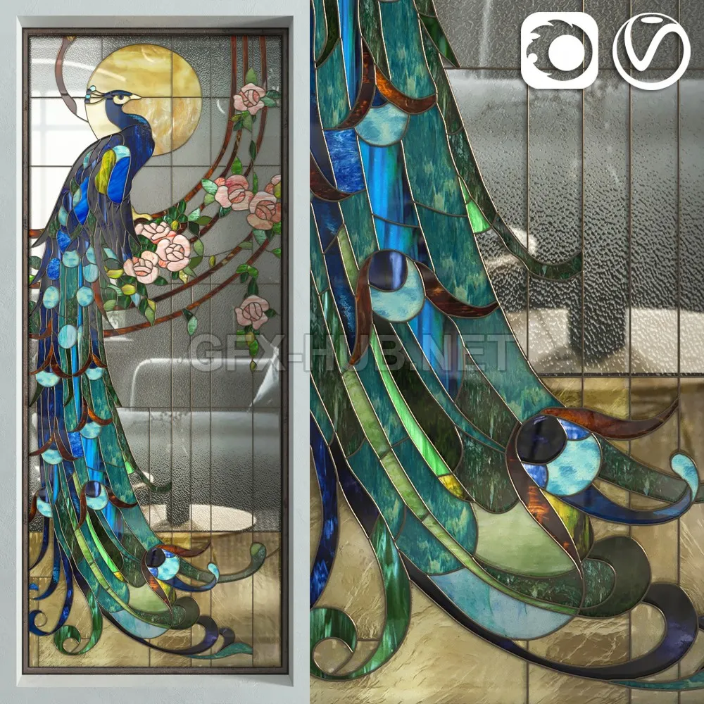 Stained Glass Peacock (max 20102013. VrayCorona) – 226059