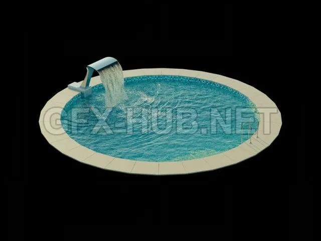 Swimming pool with waterfall 3D model – 226573