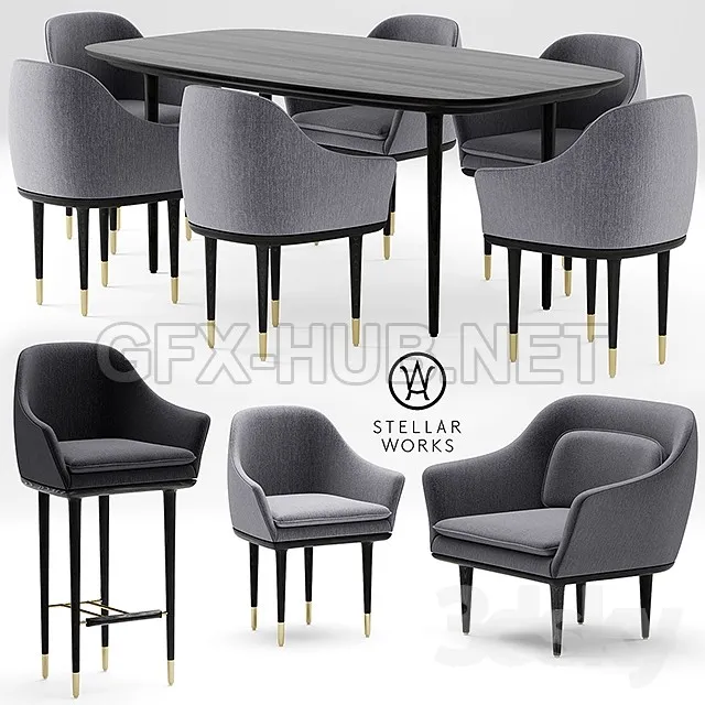 Table and chairs STELLAR WORKS LUNAR LOUNGE CHAIR LARGE – 226695