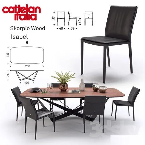 Table Scorpio Wood – Chair Isabel – Cattelan Italia – 226811
