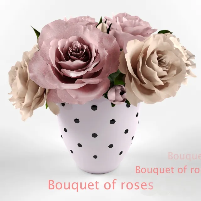 The bouquet of roses in a polka dot ceramic vase – 227055