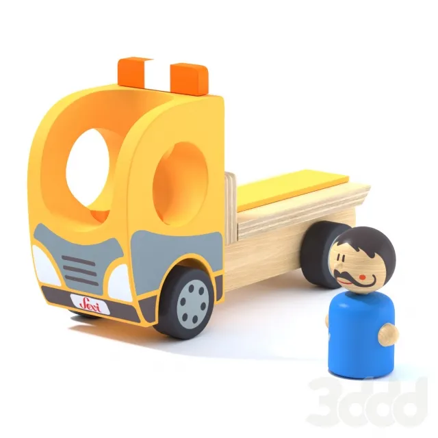 Toy Wood tow truck and character Camion et personnage en bois – 227339