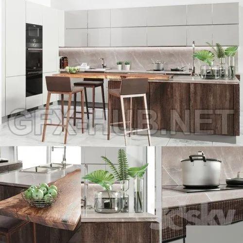Verona Mod wood kitchen furniture 3d mode – 227991