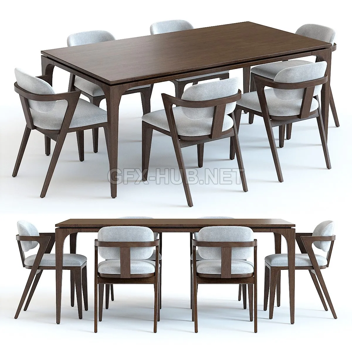 West Elm Adam Court Table and Chairs 3d model – 228631
