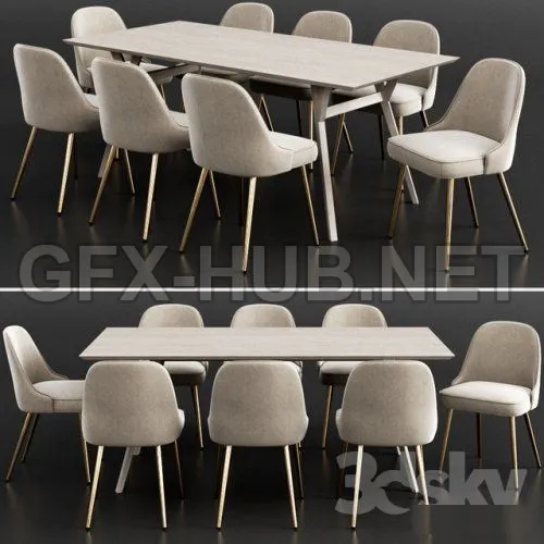 West Elm Dinning Set 11 3d model – 228635