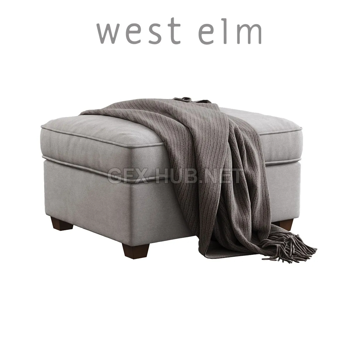 West Elm Henry Ottoman 3D model – 228639