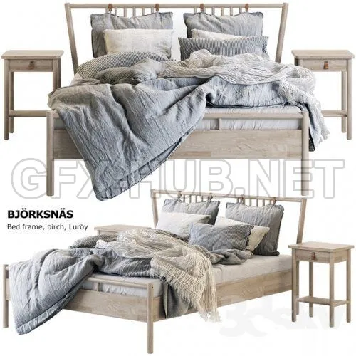Wooden bed BJORKSNAS by IKEA 3D mode – 228919
