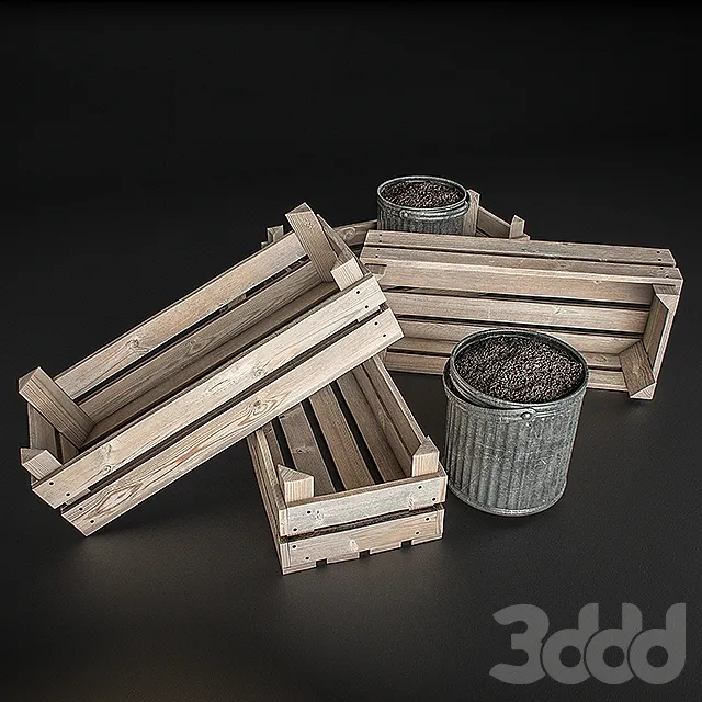 Wooden crates and pots – 228947