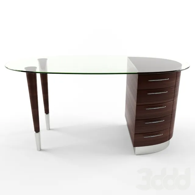 wooden desk with glass top – 228955