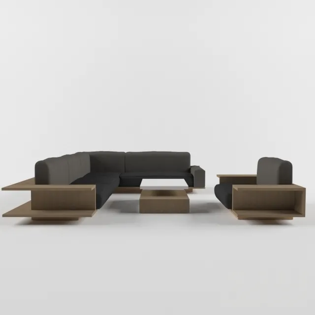 wooden sofa+center table – 228981