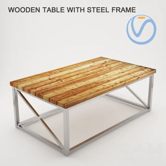 Wooden Table With Steel Frames – 228985