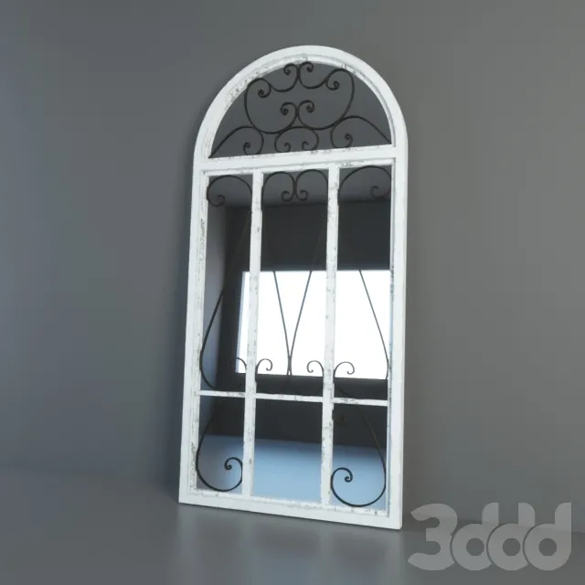 Зеркало белое в стиле прованс Французское окно – 231881