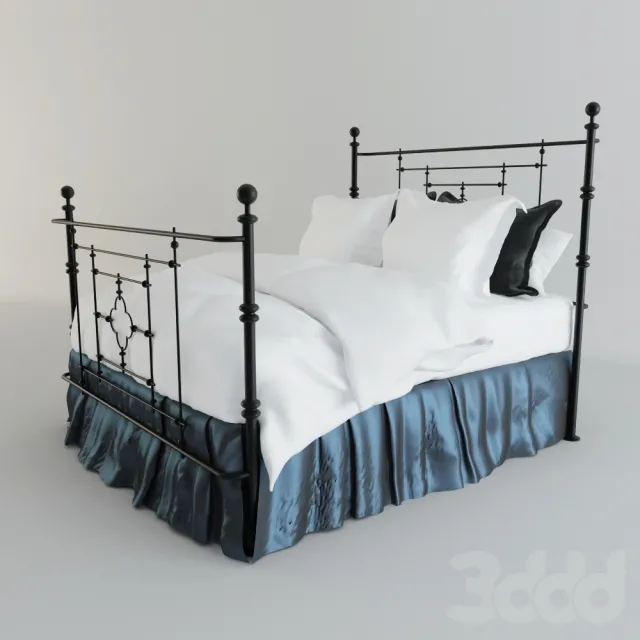 Кованная кровать и постель – 232445