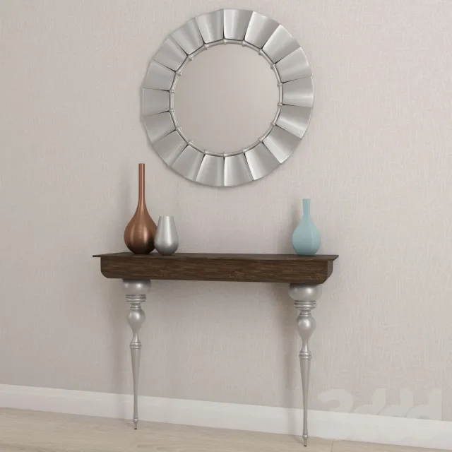 Консольный столик с зеркалом и вазами – 233403