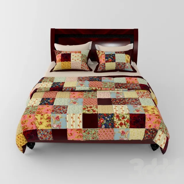 Кровать с лоскутным одеялом – 234139