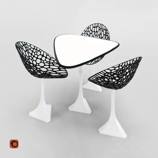 Стол и стул Черное с белым – 238775