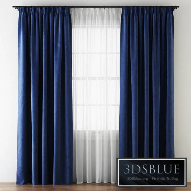 Hovering Velvet Tape Curtains with Tulle 3DS Max - thumbnail 3