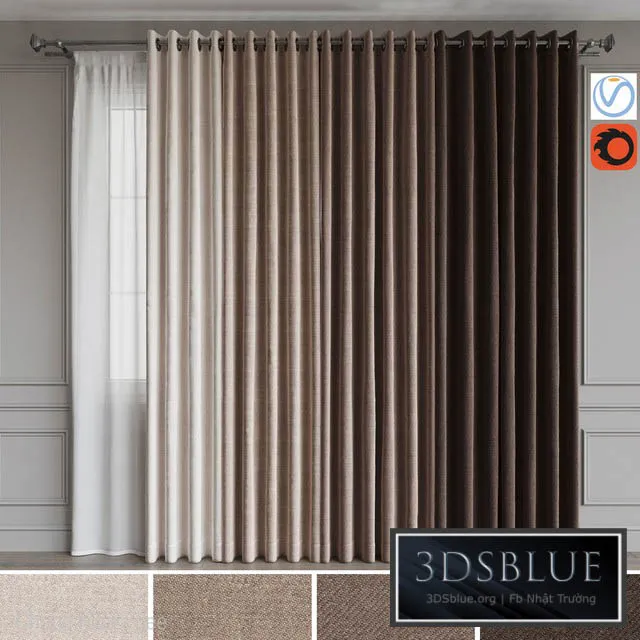 A set of curtains on the rings 18. Beige range 3DS Max - thumbnail 3