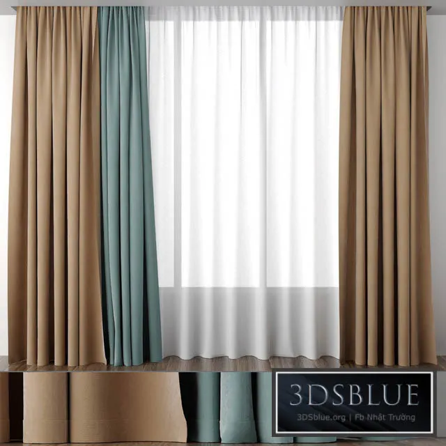 Curtains ocher and mint 3DS Max - thumbnail 3