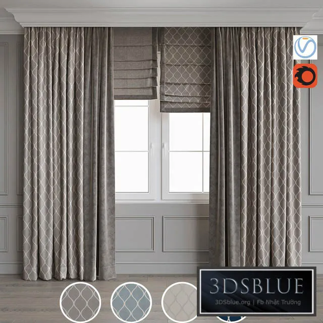 Modern style curtains 9 3DS Max - thumbnail 3