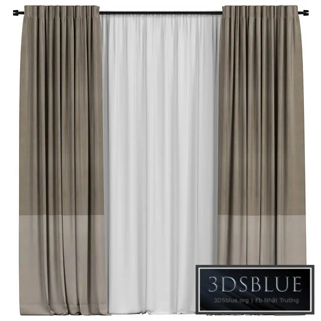 Curtains with tulle in two colors 3DS Max - thumbnail 3