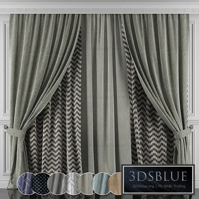 Curtains with window and moldings 426-431 3DS Max - thumbnail 3